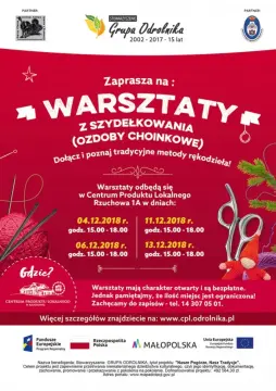 Zapraszamy na WARSZTATY Z SZYDEŁKOWANIA (OZDOBY CHIONKOWE) - grudzień 2018